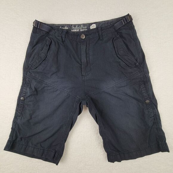 Apache Industrie Cargo‎ Utility Shorts Mens 32 Blue Stripes Cotton Distressed - Picture 1 of 14